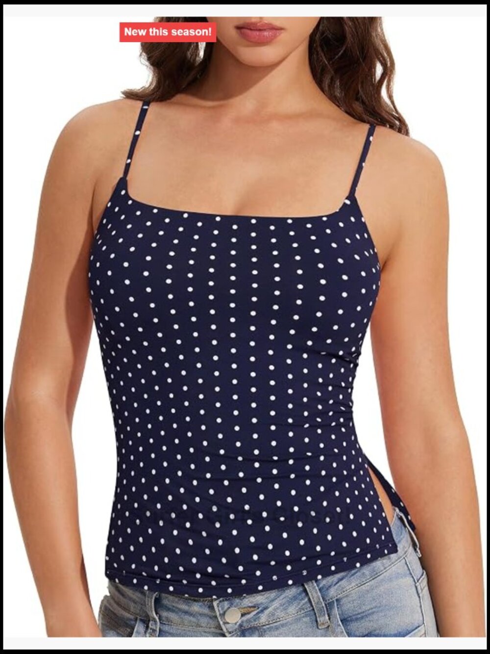 Side Split Tank Top Women Square Neck Sleeveless Going Out Crop Top Built in Bra